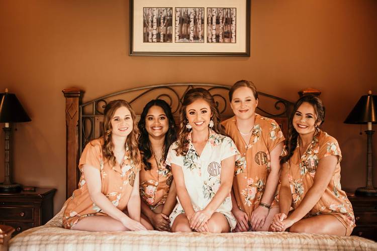 12 girls on bed